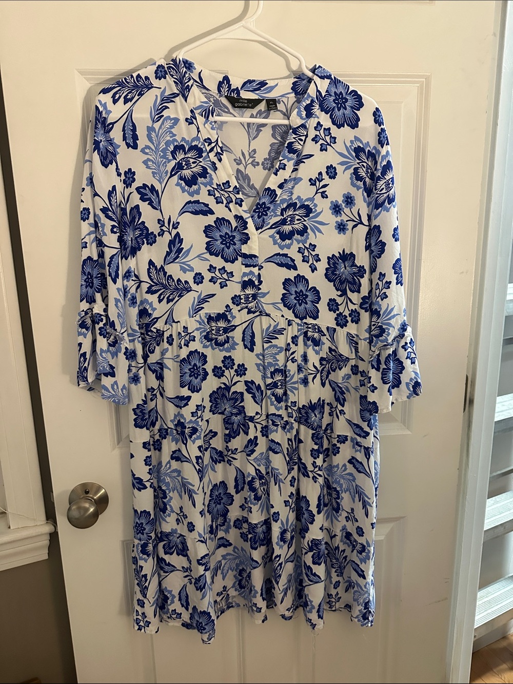 Mlle Gabrielle Blue & White Floral Midi Dress